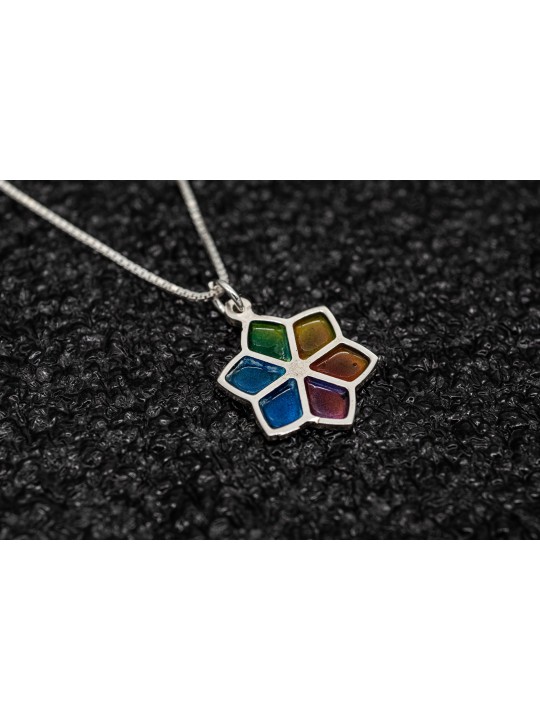 Collier floral étoile de David avec émail, famille en argent sterling Nec