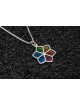 Collier floral étoile de David avec émail, famille en argent sterling Nec