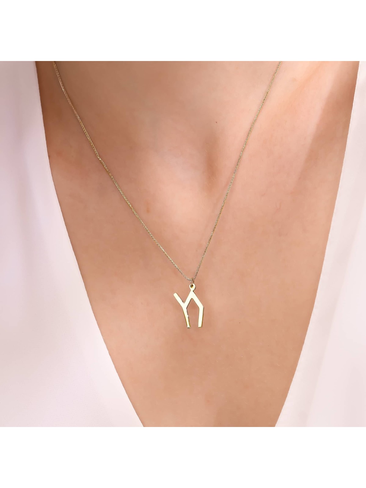 Pendentif Chai en argent sterling minimaliste moderne Nec, bijoux Chai, est