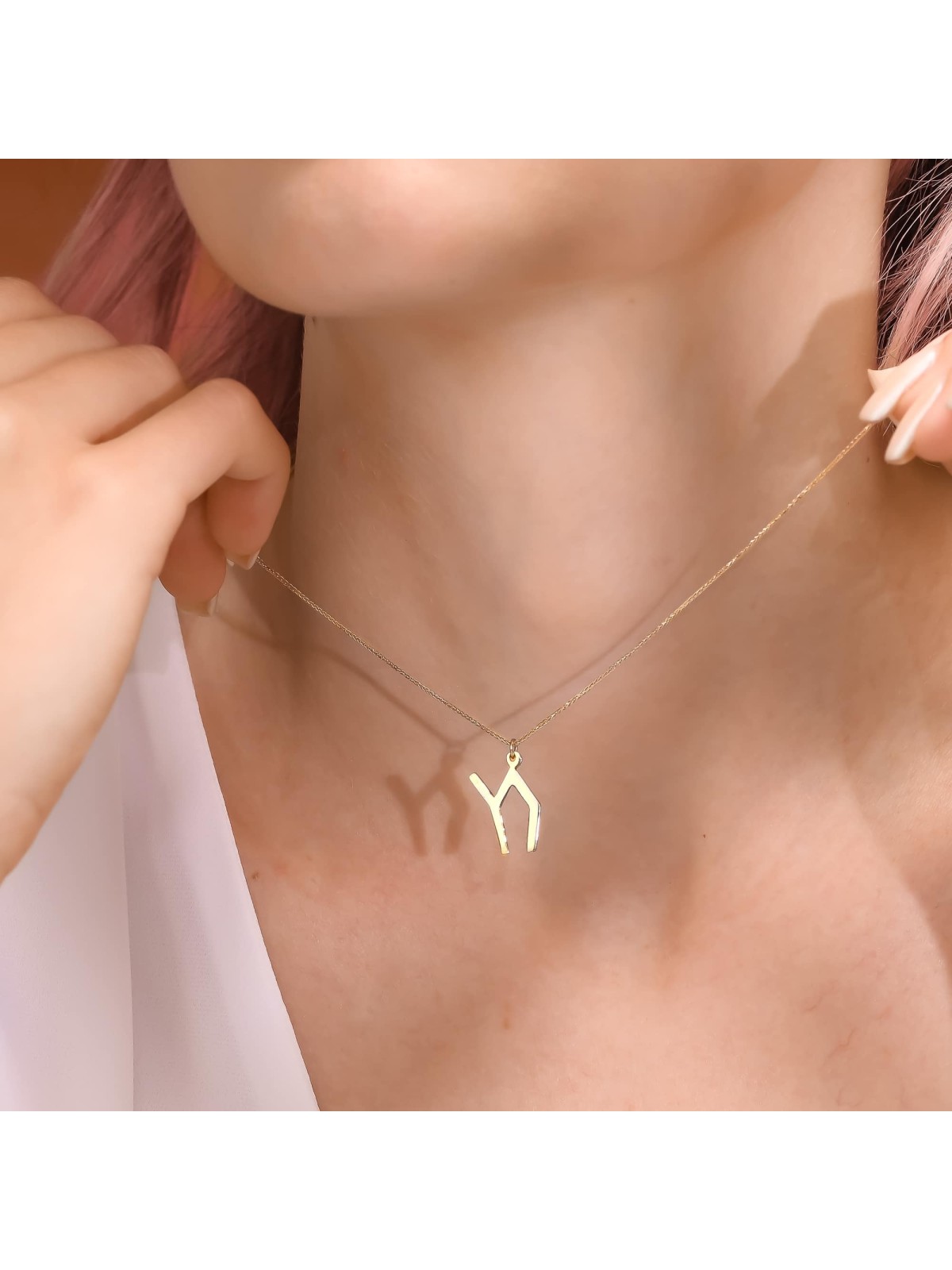 Pendentif Chai en argent sterling minimaliste moderne Nec, bijoux Chai, est