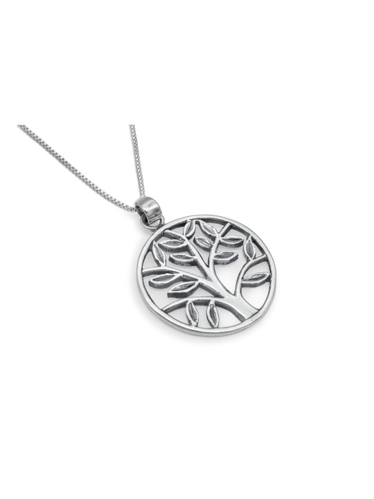 Grand et beau collier en argent arbre de vie, famille en argent Sterling