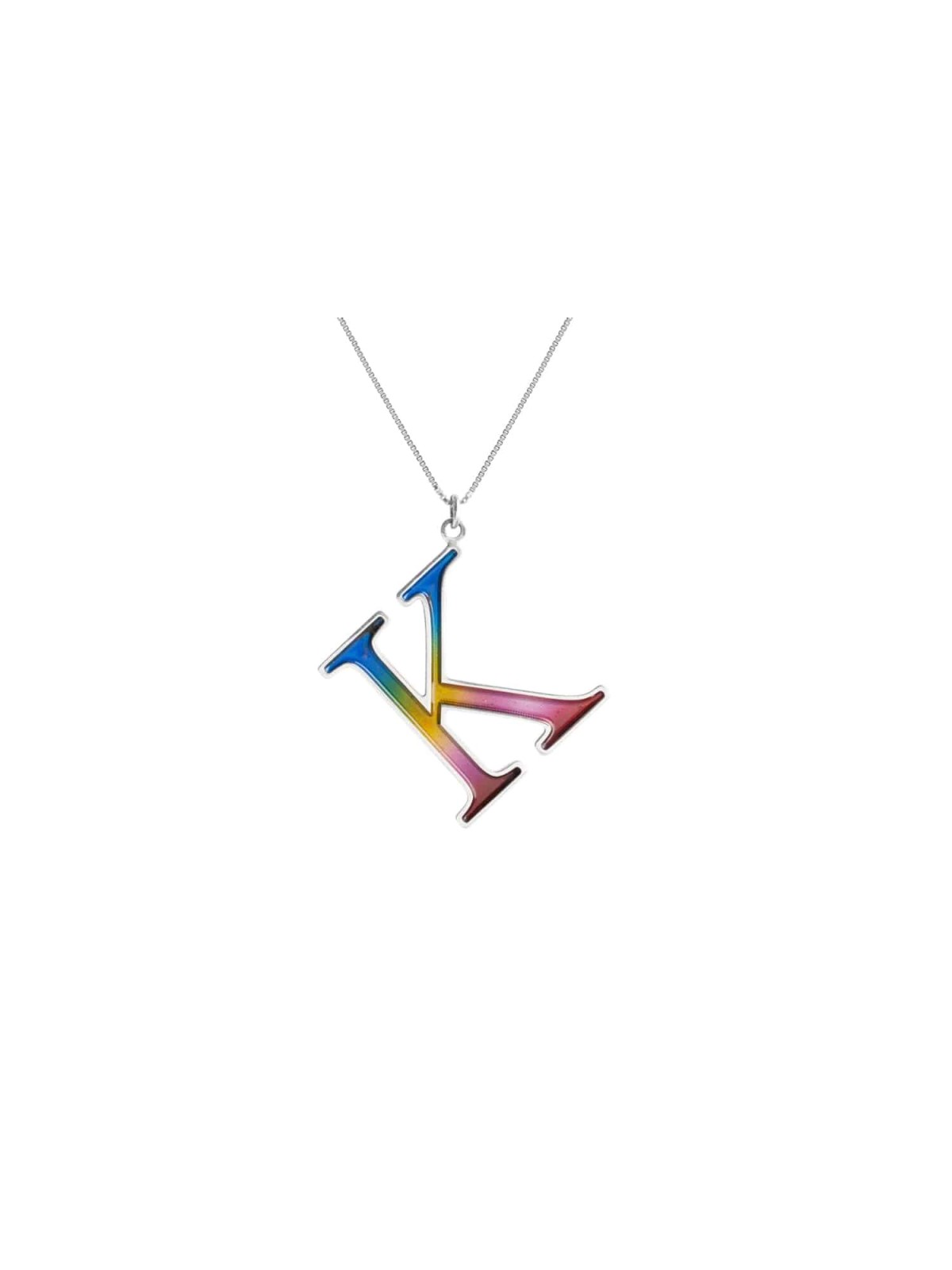 Pendentif coloré initial extra large, colliers de nom en argent sterling
