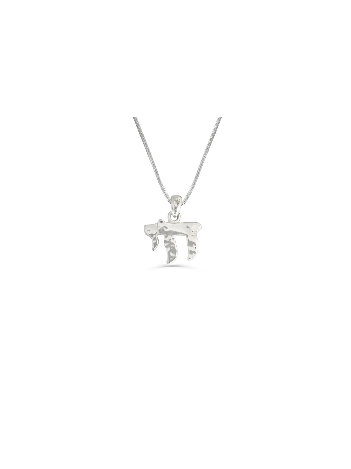 Collier en argent sterling Chai martelé, collier familial en argent sterling