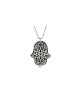 Large Aluminum and Silver Hamsa Pendant , Sterling Silver Family Neckl