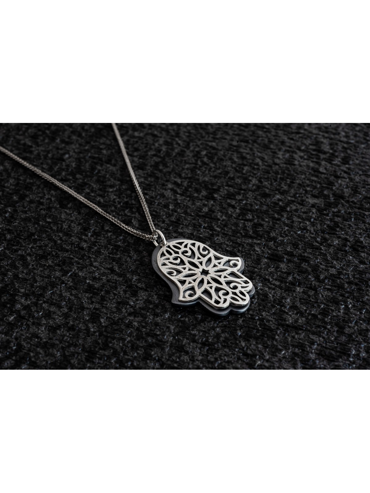 Grand pendentif Hamsa en aluminium et argent, collier familial en argent sterling