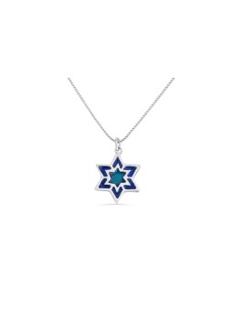 Petit collier Magen David avec émail, collier familial en argent sterling