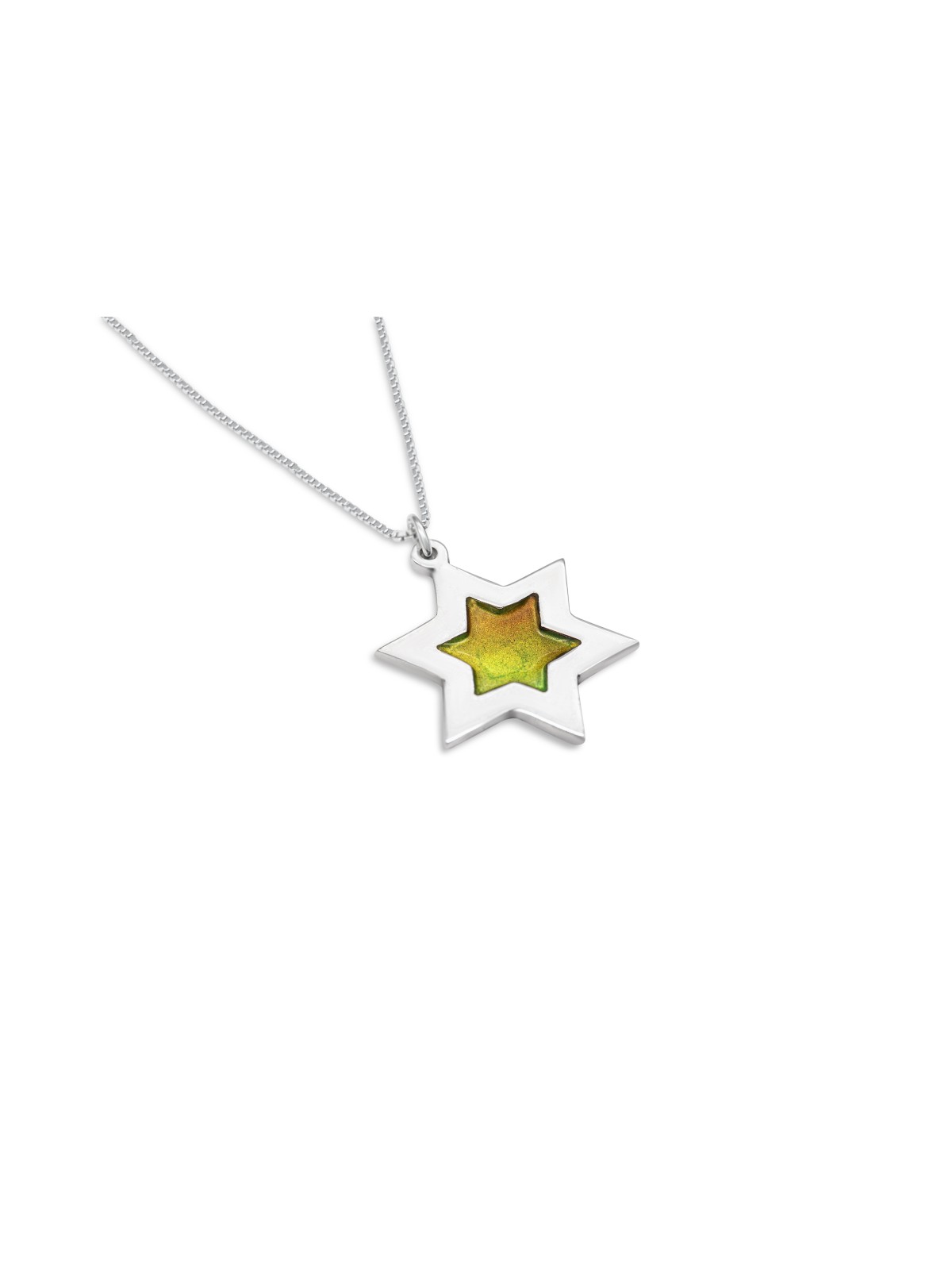 Collier émaillé en argent double étoile de David, famille en argent sterling