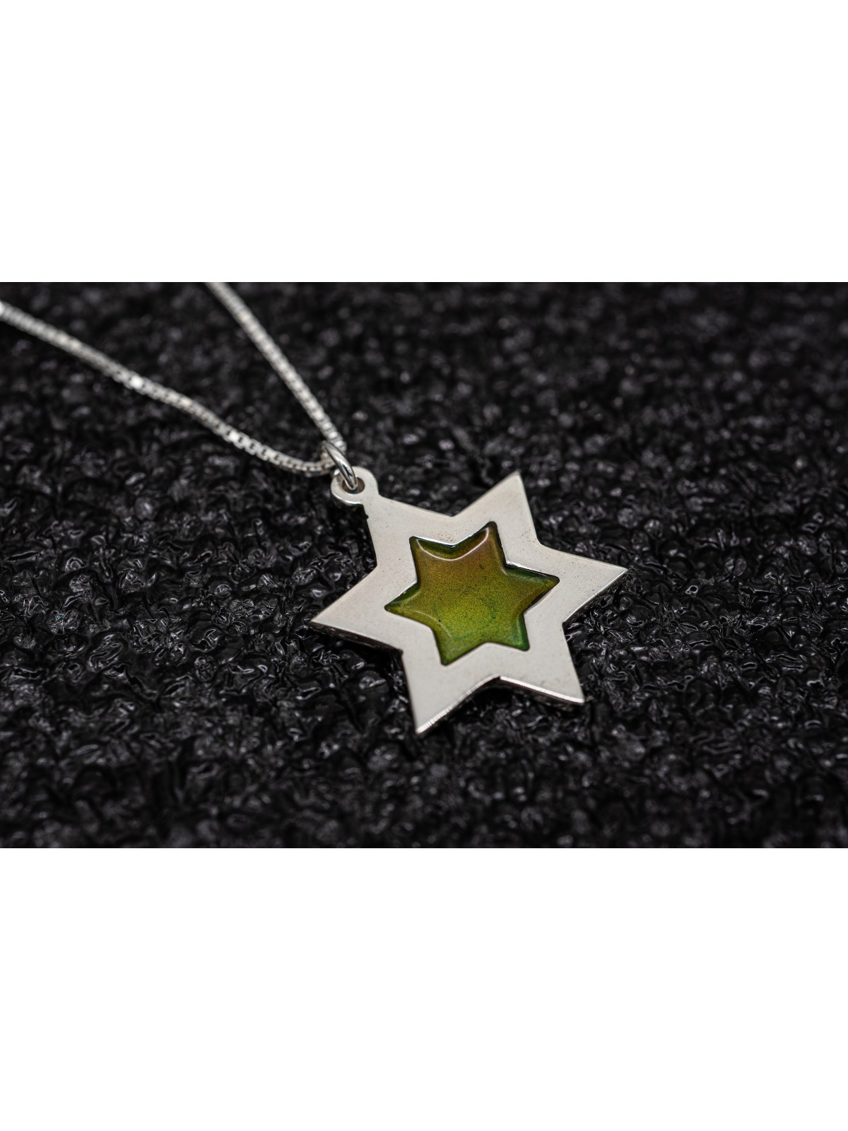 Collier émaillé en argent double étoile de David, famille en argent sterling