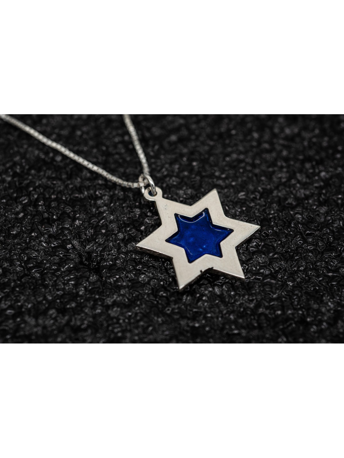 Collier émaillé en argent double étoile de David, famille en argent sterling