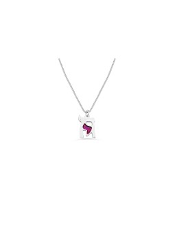 Unique Chai Enameled Silver Pendant , Sterling Silver Family Necklaces