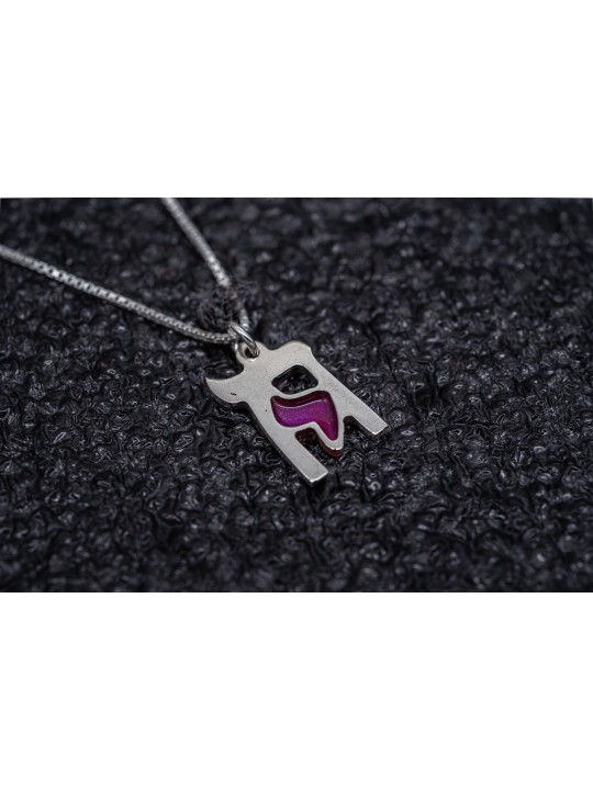 Unique Chai Enameled Silver Pendant , Sterling Silver Family Necklaces