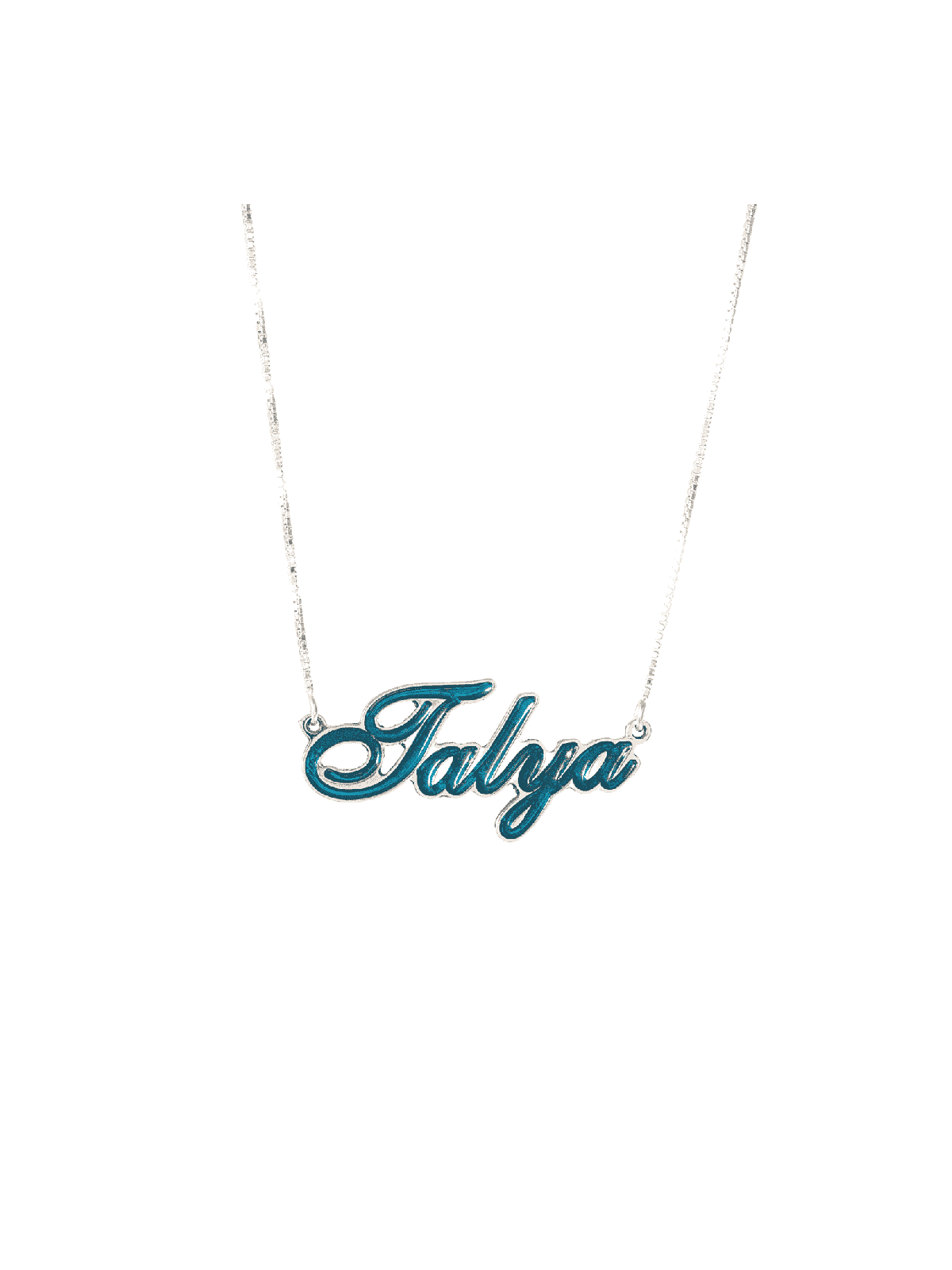 Collier en argent émaillé avec nom courbé, colliers de noms colorés, Israël