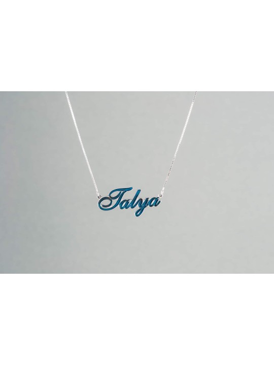 Collier en argent émaillé avec nom courbé, colliers de noms colorés, Israël