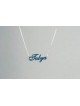 Curvy Name Enameled Silver Necklace , Colorful Name Necklaces , Israel