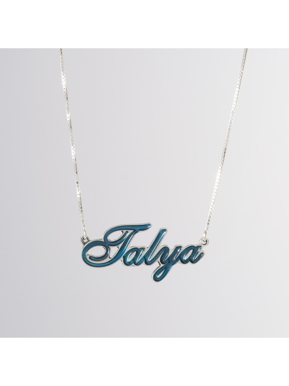 Collier en argent émaillé avec nom courbé, colliers de noms colorés, Israël