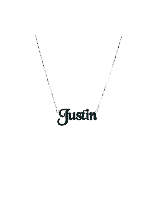 Picturesque Enameled Silver Name Necklace , Sterling Silver Family Nec