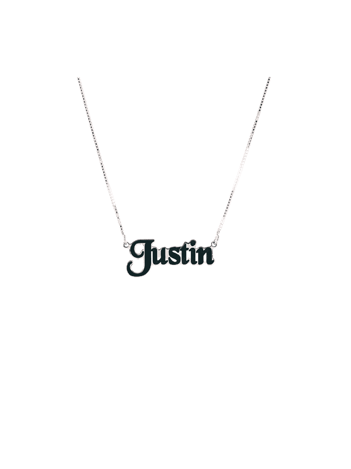 Collier de nom en argent émaillé pittoresque, famille en argent sterling Nec