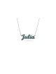 Enameled Thick English Name Silver Necklace , Colorful Name Necklaces