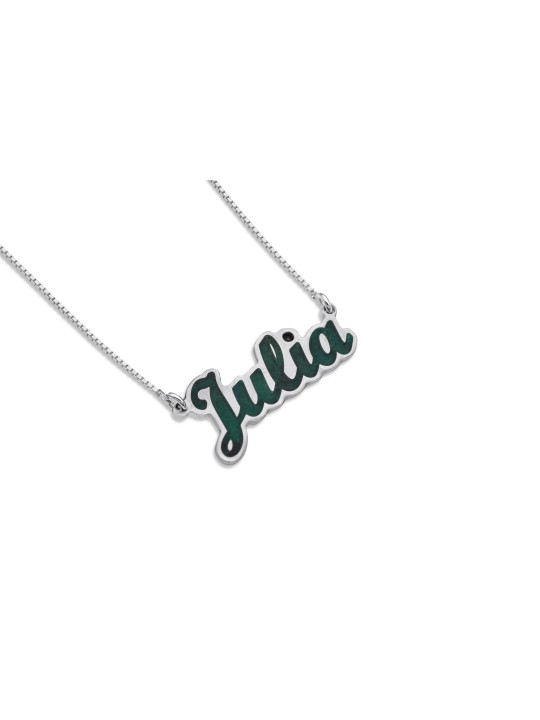 Collier d'argent de nom anglais épais émaux, colliers de nom colorés