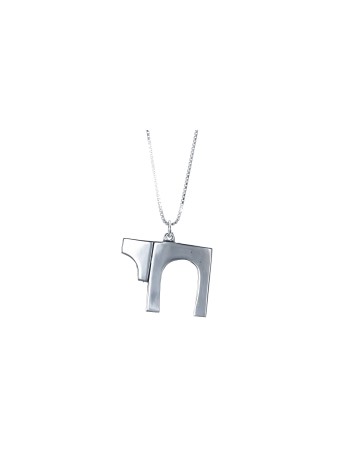 Grand pendentif Chai de forme carrée en argent 925 en mode, argent sterling F