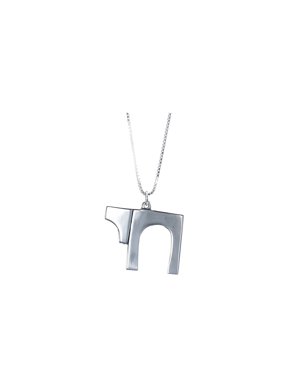 Grand pendentif Chai de forme carrée en argent 925 en mode, argent sterling F