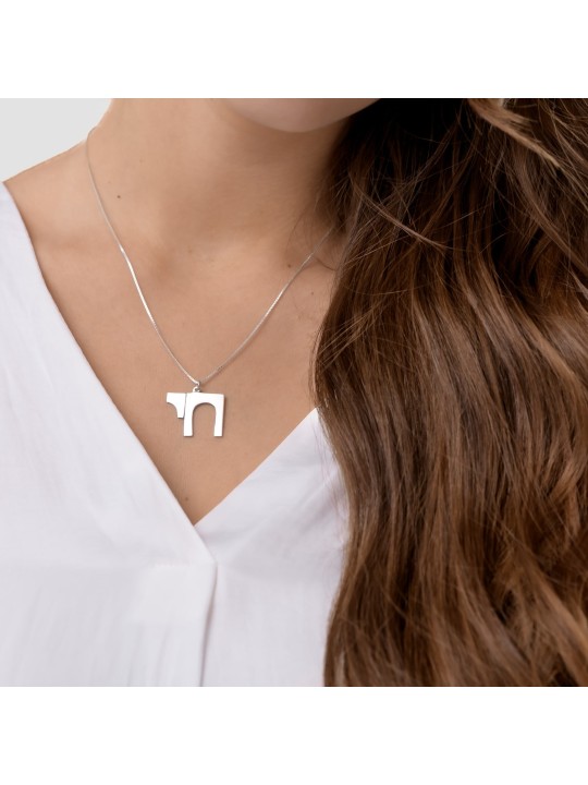Grand pendentif Chai de forme carrée en argent 925 en mode, argent sterling F