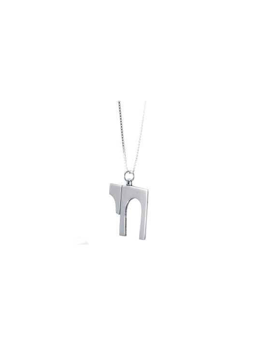 Grand pendentif Chai de forme carrée en argent 925 en mode, argent sterling F