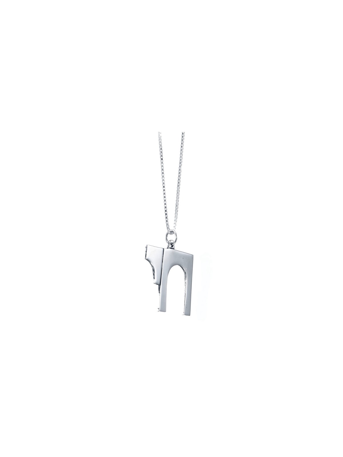 Grand pendentif Chai de forme carrée en argent 925 en mode, argent sterling F
