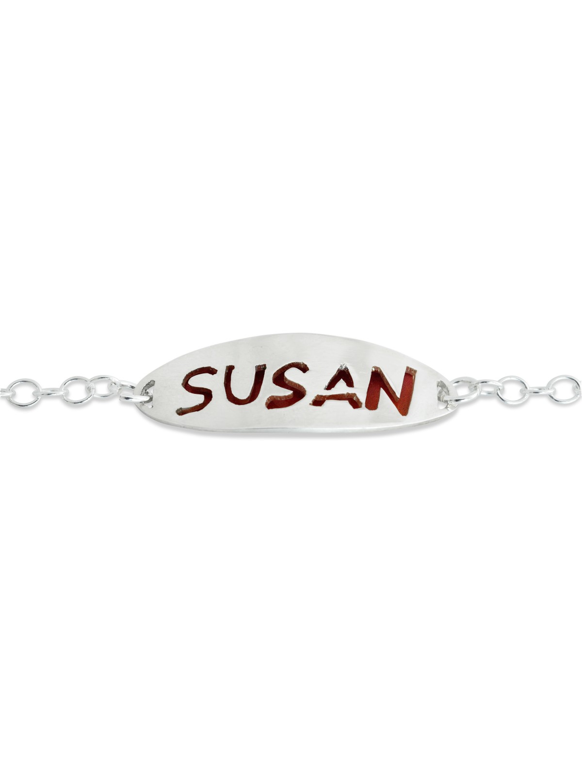Silver English Name Bracelet with Enamel , Tu B'Av Gifts , Israeli Jud