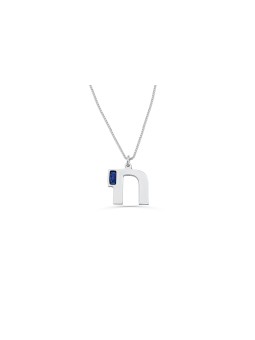 Collier Chai en argent sterling avec lettre émaillée, argent sterling F