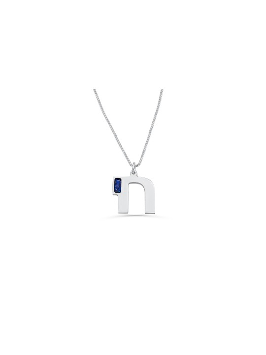 Collier Chai en argent sterling avec lettre émaillée, argent sterling F