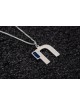 Sterling Silver Chai Necklace with Enameled Letter , Sterling Silver F