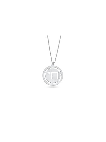 Pendentif Chai rond en argent sterling découpé, famille en argent sterling Ne