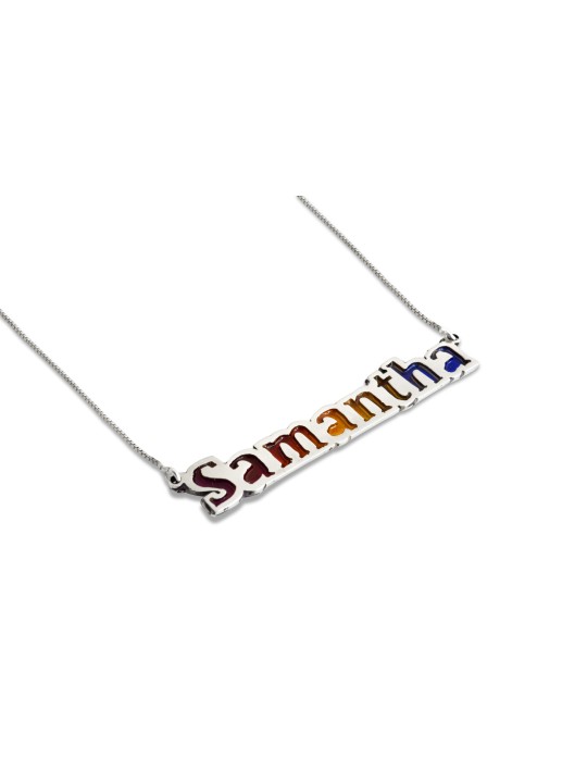 Colorful Cold Enamel English Name Necklace , Colorful Name Necklaces ,