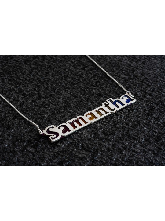 Collier de nom anglais en émail froid coloré, colliers de nom colorés,