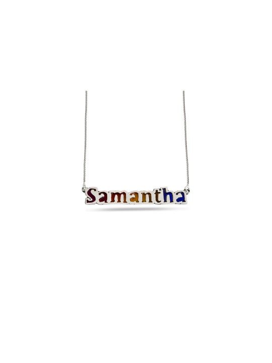 Colorful Cold Enamel English Name Necklace , Colorful Name Necklaces ,