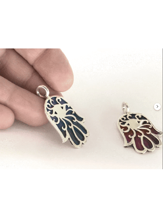 Pendentif en argent sterling Hamsa émaillé, collier familial en argent sterling