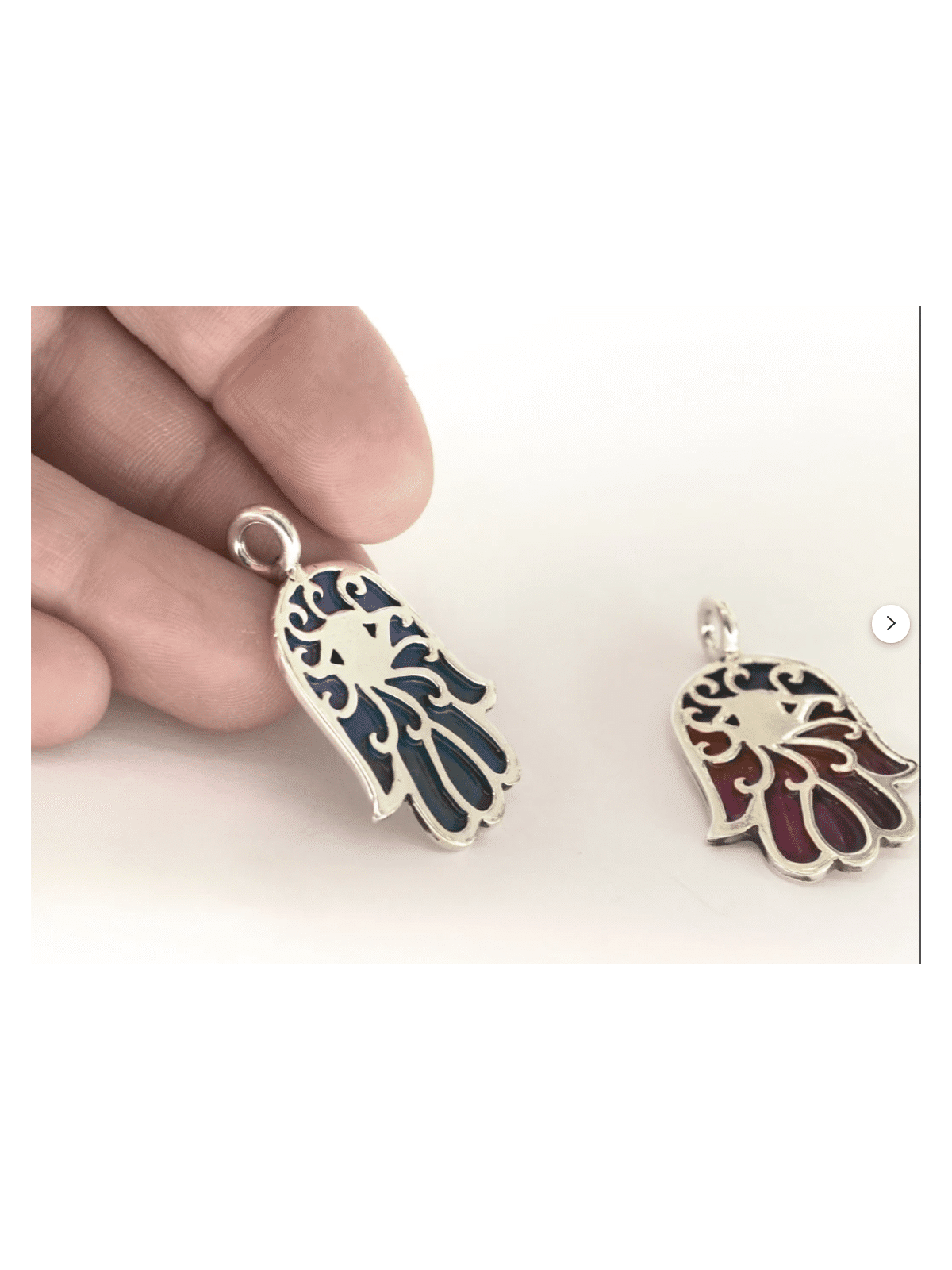 Pendentif en argent sterling Hamsa émaillé, collier familial en argent sterling