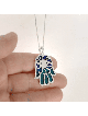 Pendentif en argent sterling Hamsa émaillé, collier familial en argent sterling