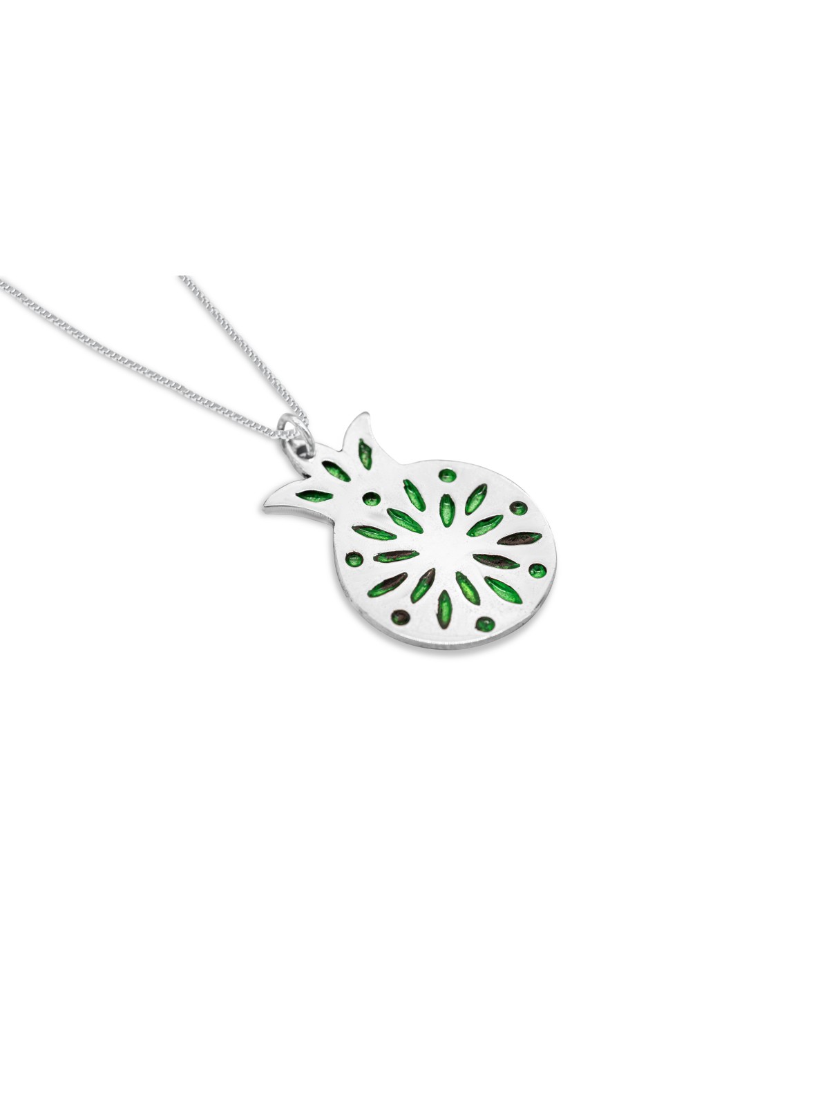 Pomegranate Sterling Silver Enameled Pendant , Sterling Silver Family