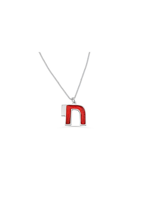 Superbe collier Chai moderne en émail froid et argent, argent sterling F