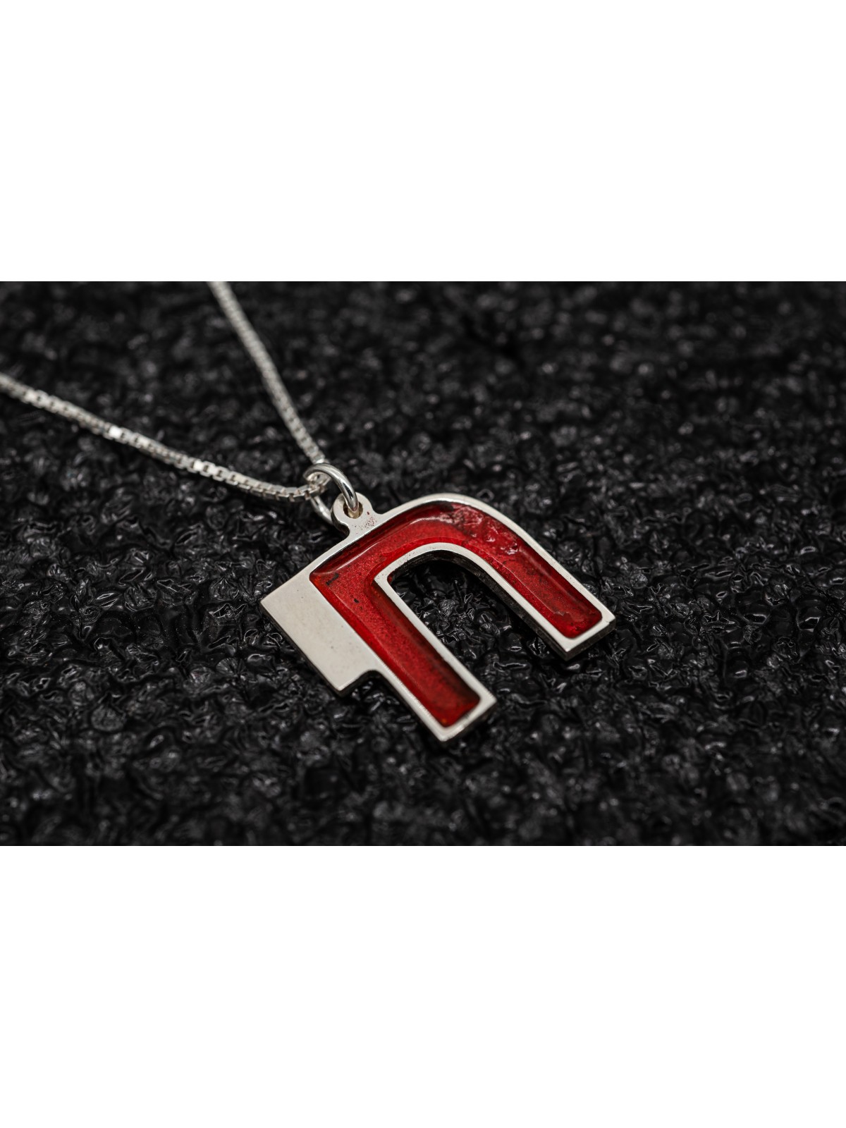 Modern Stunning Cold Enamel and Silver Chai Neckla , Sterling Silver F