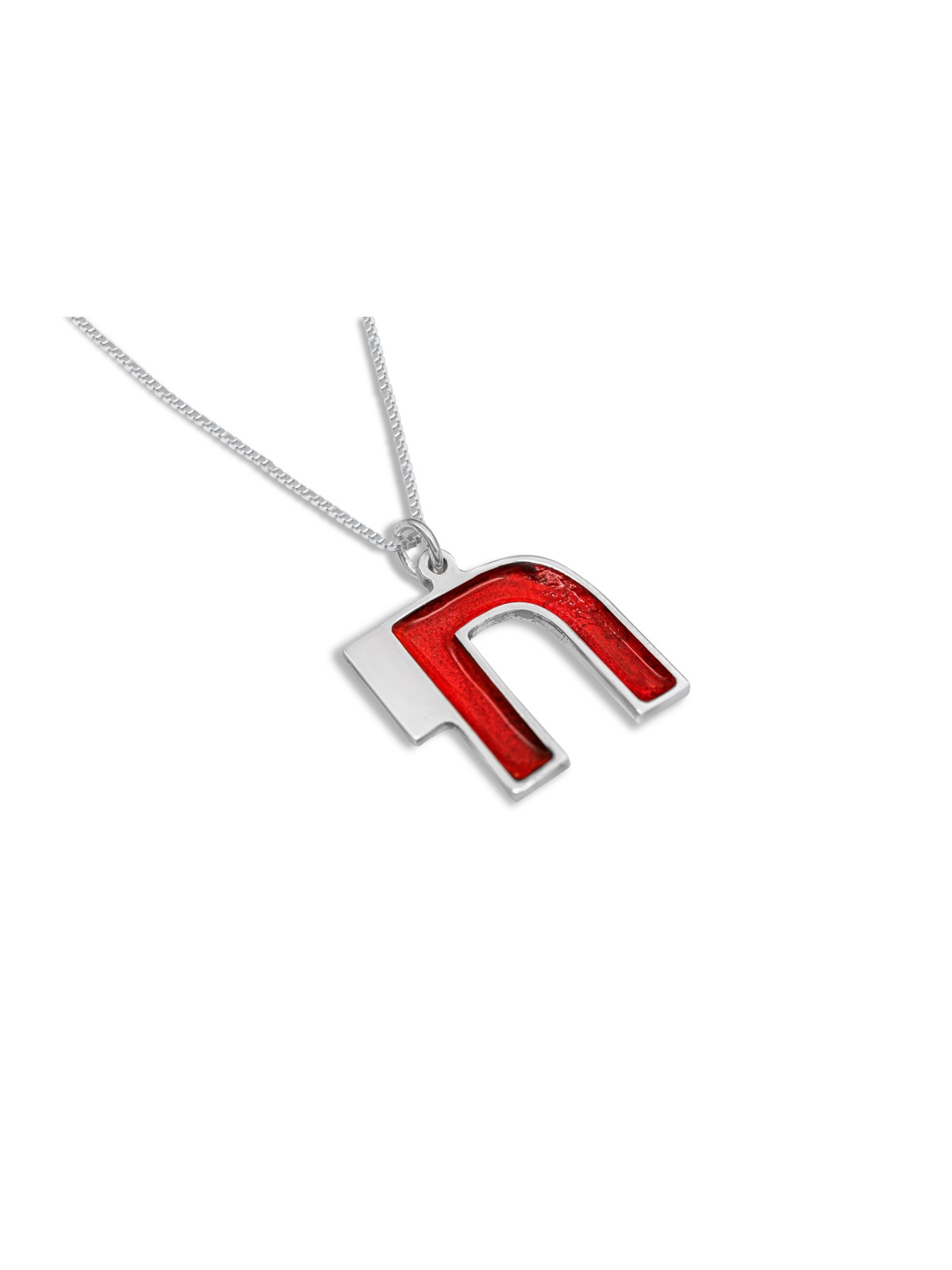 Modern Stunning Cold Enamel and Silver Chai Neckla , Sterling Silver F