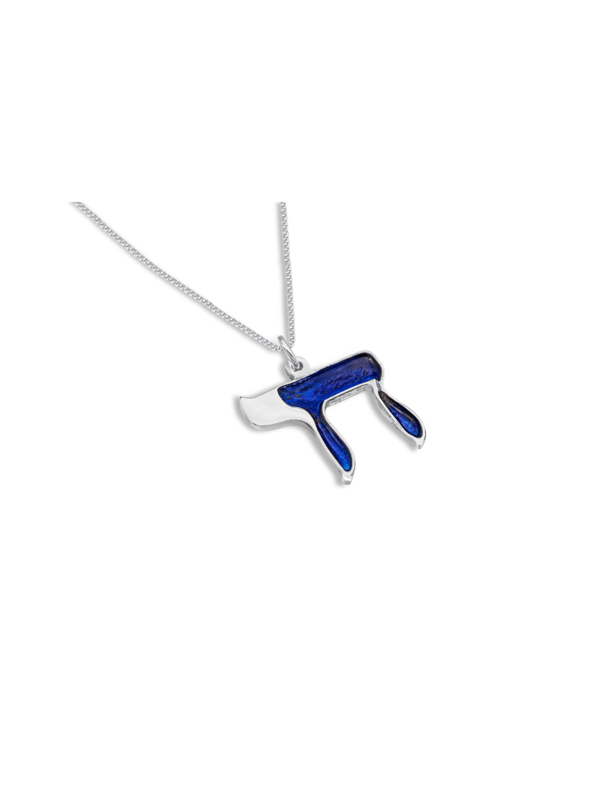 Extraordinary Silver Chai Necklace with Cold "ח" E , Sterling Silver F