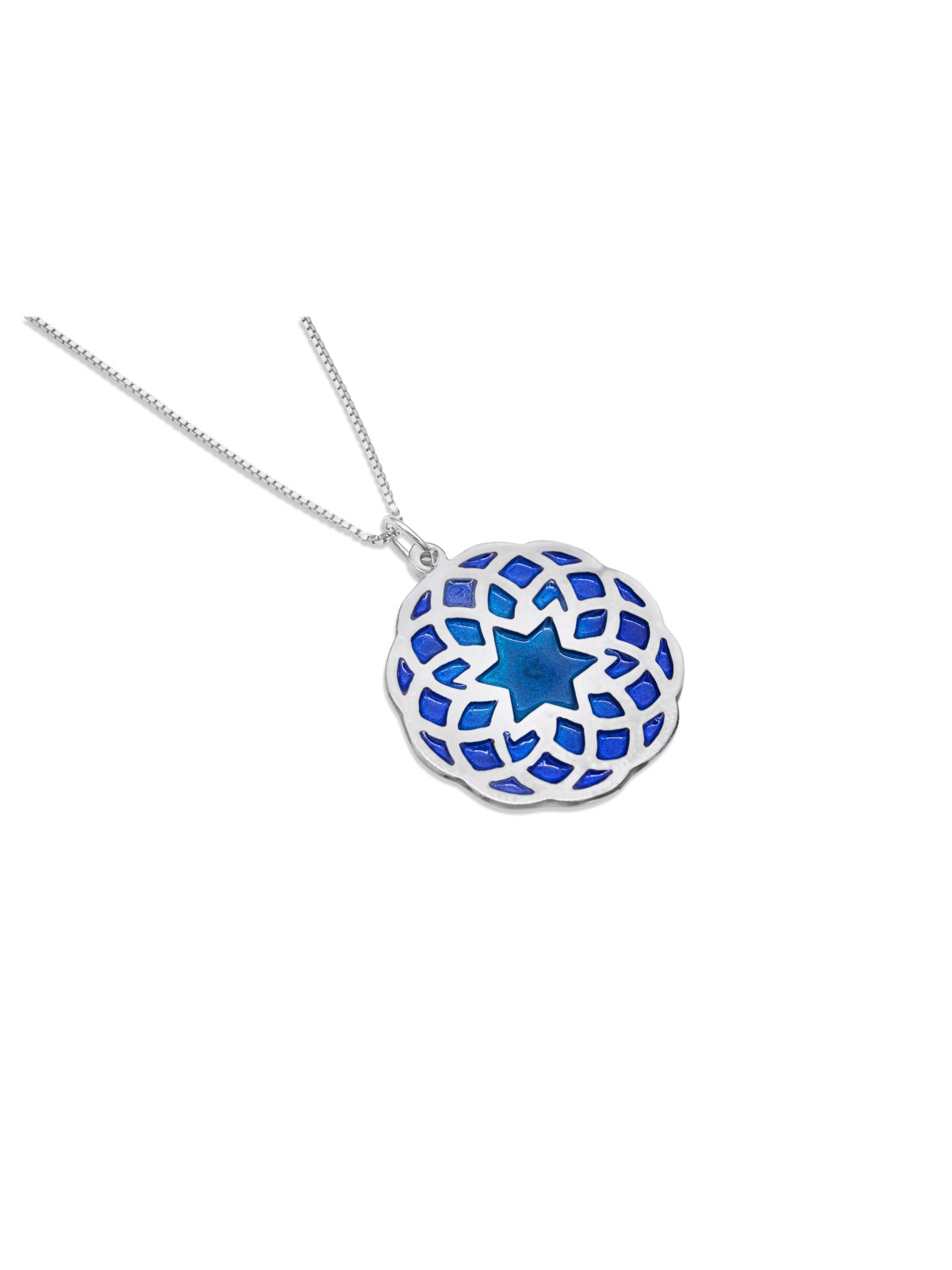 Collier émaillé en argent sterling Mandala Star, famille en argent sterling