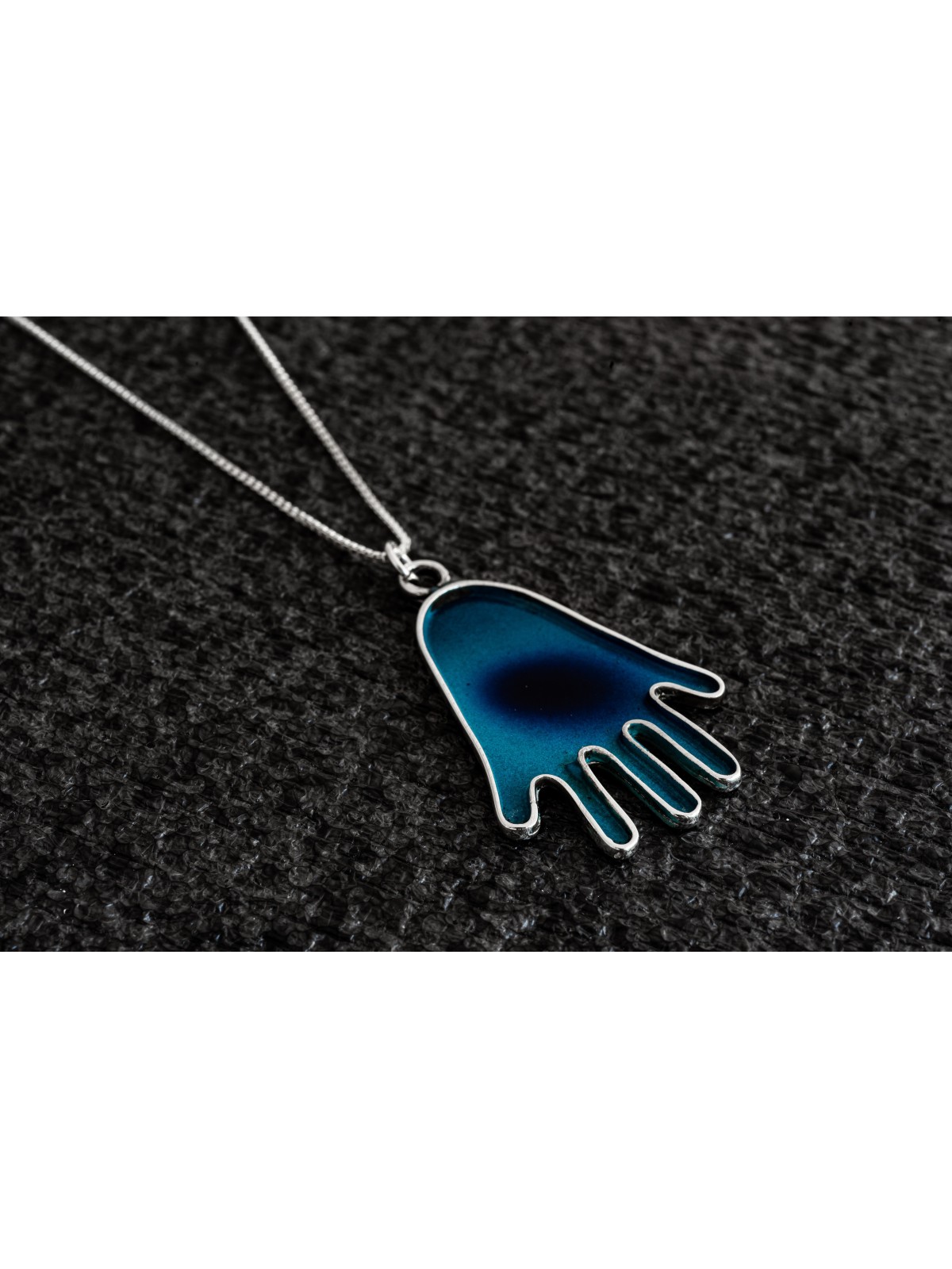 Huge Minimalist and Modern Hamsa Silver Pendant , Sterling Silver Fami