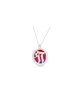 Collier argenté de Chai d'émail coloré de taille géante, Fami d'argent sterling