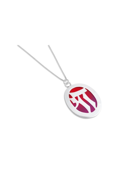 Collier argenté de Chai d'émail coloré de taille géante, Fami d'argent sterling