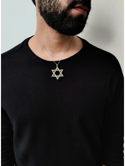 Extra Large Sterling Silver Star of David Necklace , Sterling Silver F
