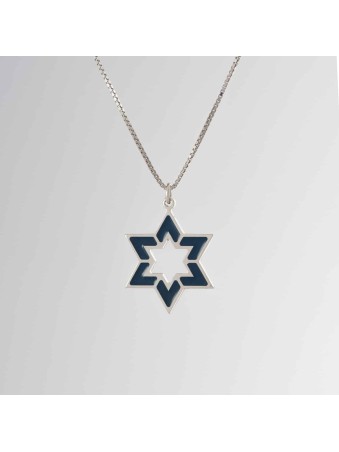 Pendentif en argent émaillé étoile de David creux, famille en argent sterling